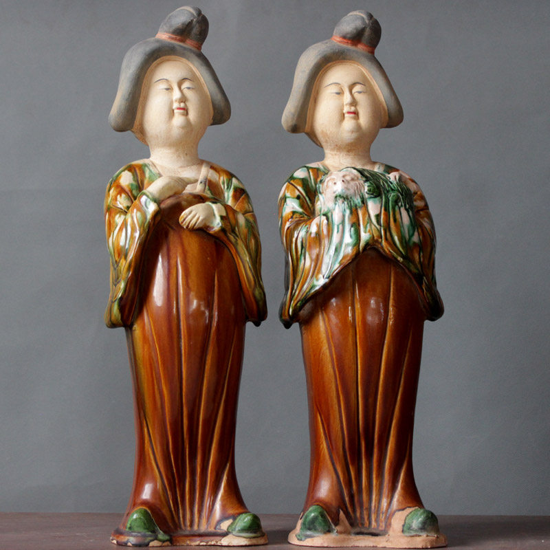 仿古做旧洛阳唐三彩仕女胖妞陶俑家居摆设饰件陶瓷工艺品礼物收藏