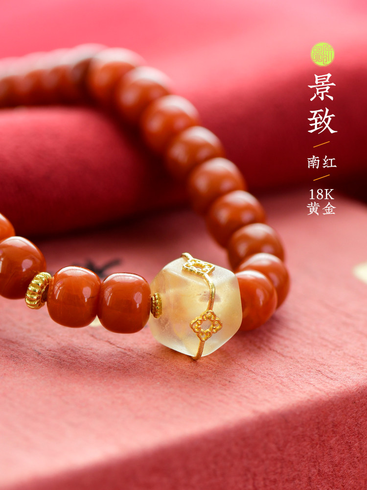 원래 천연 남쪽 붉은 마노 고대 스타일 팔찌 하이 엔드 팔찌 소녀의 탄생 연도 손 장식 DIY 생일 선물