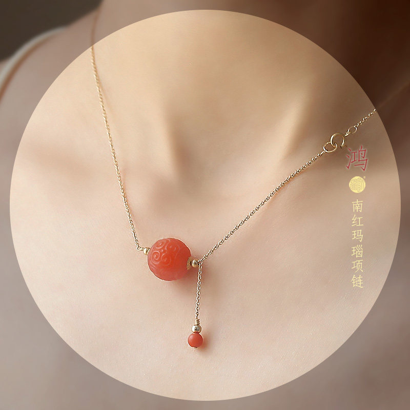 天然南红玛瑙实用生日礼物锁骨链