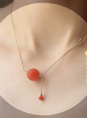 天然南红玛瑙实用生日礼物锁骨链