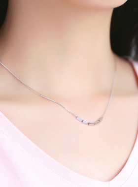 日韩风纯银立方体百搭盒子链