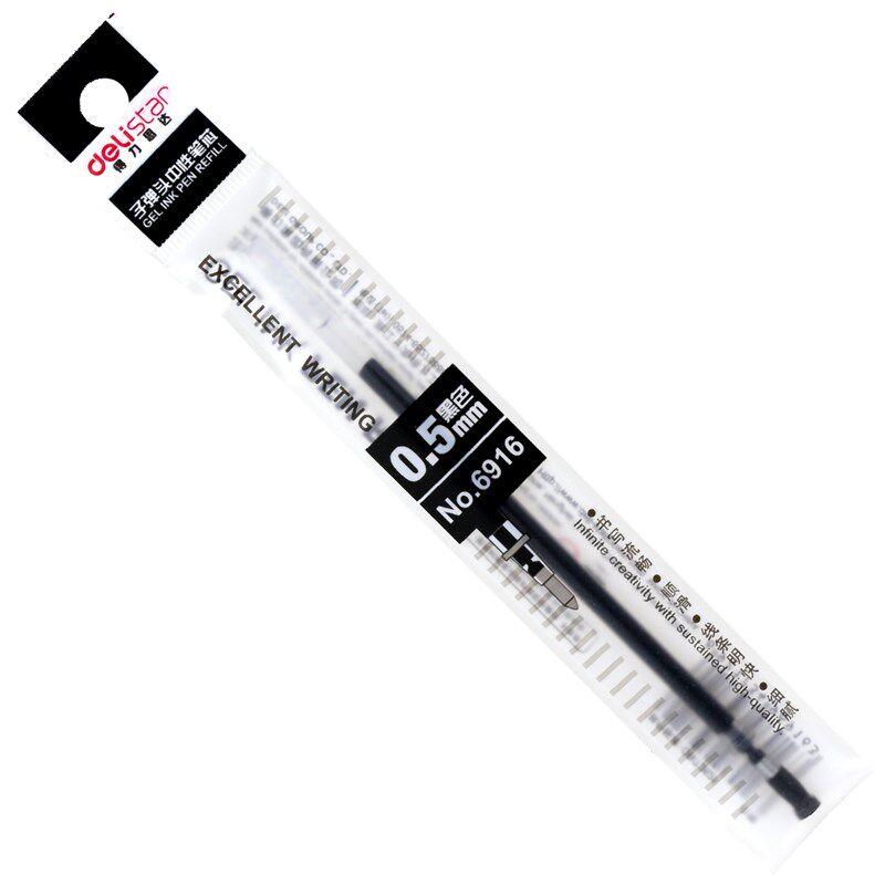 델리 6916 젤펜 리필 0.5MM 워터펜 리필 블랙 학생 사무용품 시그니처 펜 리필 블루