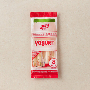 韩国直发JELLYSTRAWS酸奶YOGUR养乐多味道果冻条19.3g*8条入