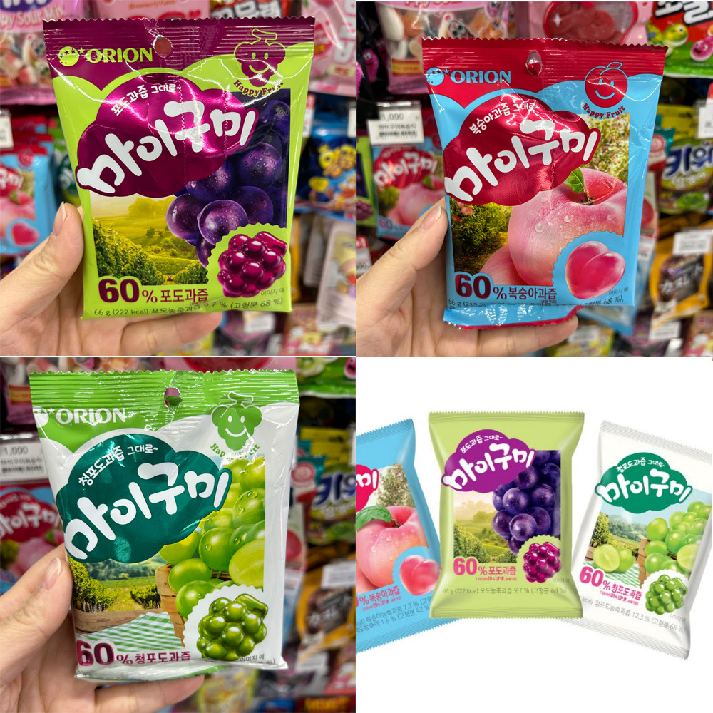 韩国直发ORION好丽友含60%果汁QQ糖水果水蜜桃青葡萄果汁软糖