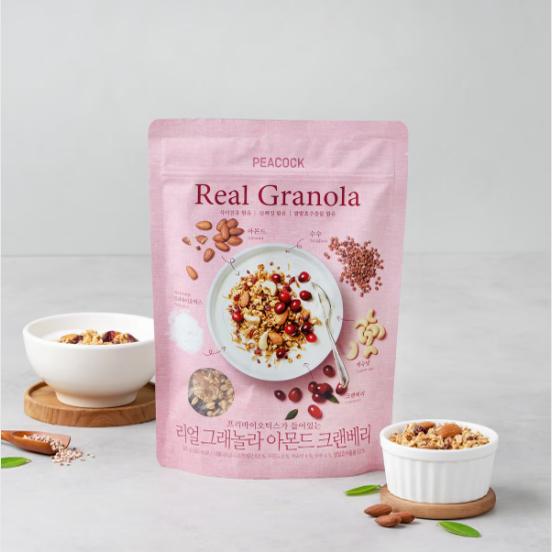 韩国直发PEACOCK新款早餐蔓越莓蓝莓核桃扁桃仁坚果麦片380g/袋