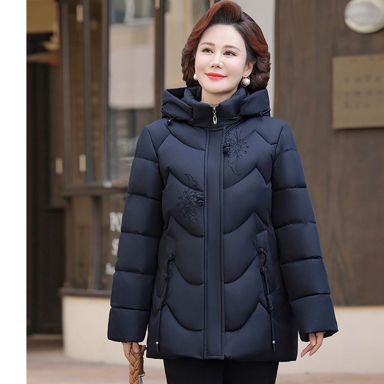 时尚大码妈妈冬季羽绒棉服女加厚保暖棉衣外套中老年人宽松棉袄潮