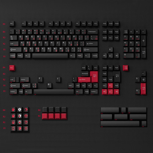 JKDKeys KM心逝黑红爱尔兰文PBT热升华原厂68 980 75 87 104键帽