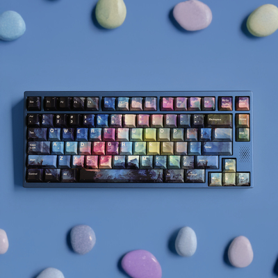JKDKeys 幻彩星云高光版 蓝色PBT热升华原厂68 980 75 87 104键帽