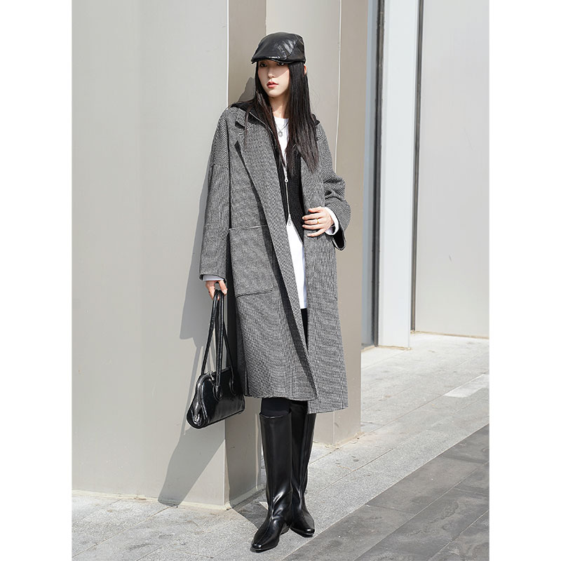 AMASS新款时尚简洁大气廓形大口袋绵羊毛双面呢大衣5400952