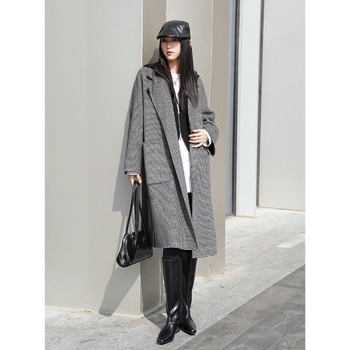 AMASS新款时尚简洁大气廓形大口袋绵羊毛双面呢大衣5400952