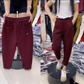 欧货2024年冬季 女高腰百搭小个子运动裤 新款 加绒加厚空气棉休闲裤