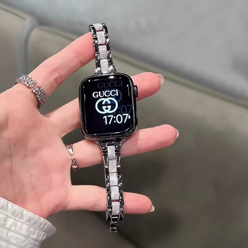 适用applewatchS10树脂接金属87高级感女款表带se苹果手表iwatch9