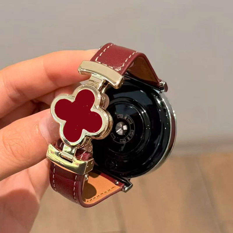 四叶草磁吸扣适用华为gt65手表新款真皮watch5/6高级女GT7pro腕带