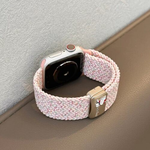 适用applewatch11表带苹果s987手表kt猫尼龙磁吸iwatch10腕带女SE