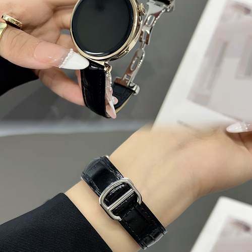 复古真皮适用华为GT5/4高级感buds男女款watch3/4pro手表腕带18mm