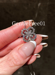 锁骨链女士 GentleFree珠宝定制18K白金loop大号满钻四叶草花项链