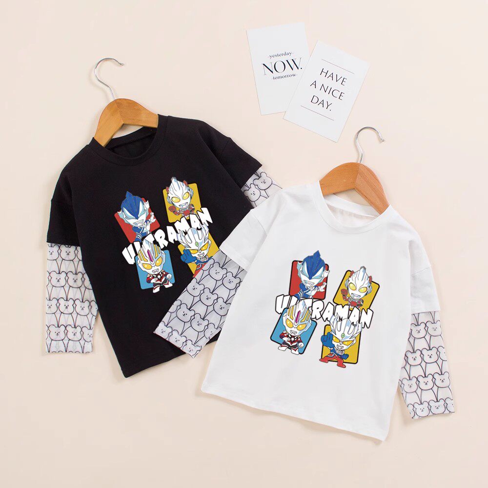 男童夏季纯棉冰丝袖T恤男宝宝奥特曼防晒衣服儿童卡通超人防蚊衫