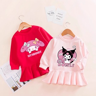 女童秋天连衣裙女孩库洛米裙子小童宝宝美乐蒂卫衣裙纯棉长袖裙子