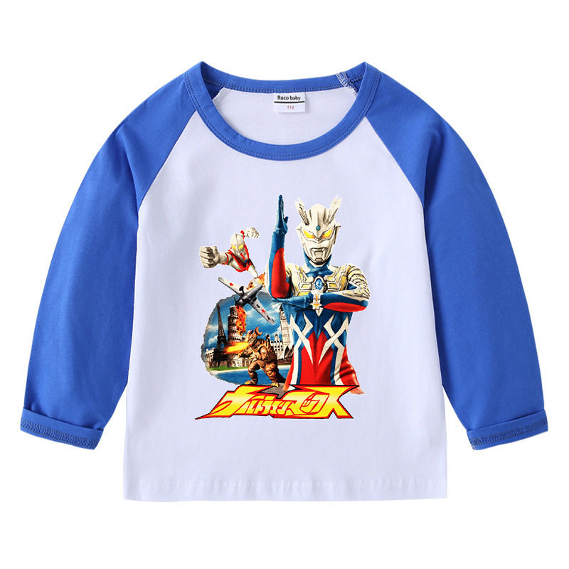 2025春秋男童奥特曼衣服儿童纯棉圆领长袖T恤打底衫宝宝超人上衣