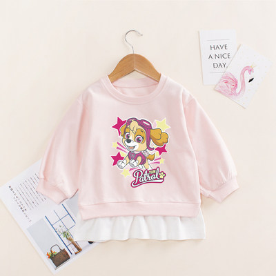 儿童汪汪队宽松秋装纯棉卫衣新款洋气衣服女童假两件上衣旺旺童装