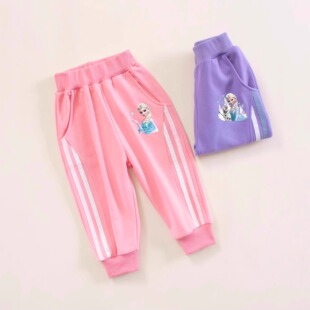 女宝宝秋天长裤2024春秋新款女童运动裤女孩冰雪奇缘卫裤休闲裤子