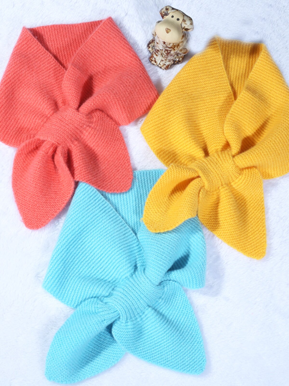 ORDOS CITY 100% 순수 캐시미어  소년 소녀 두꺼운 따뜻한 활 스카프 목 커버 가을 겨울