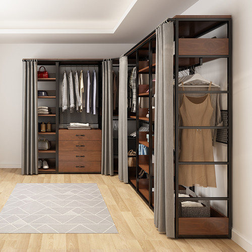 蓝顶家居组装松木简约开放式衣柜