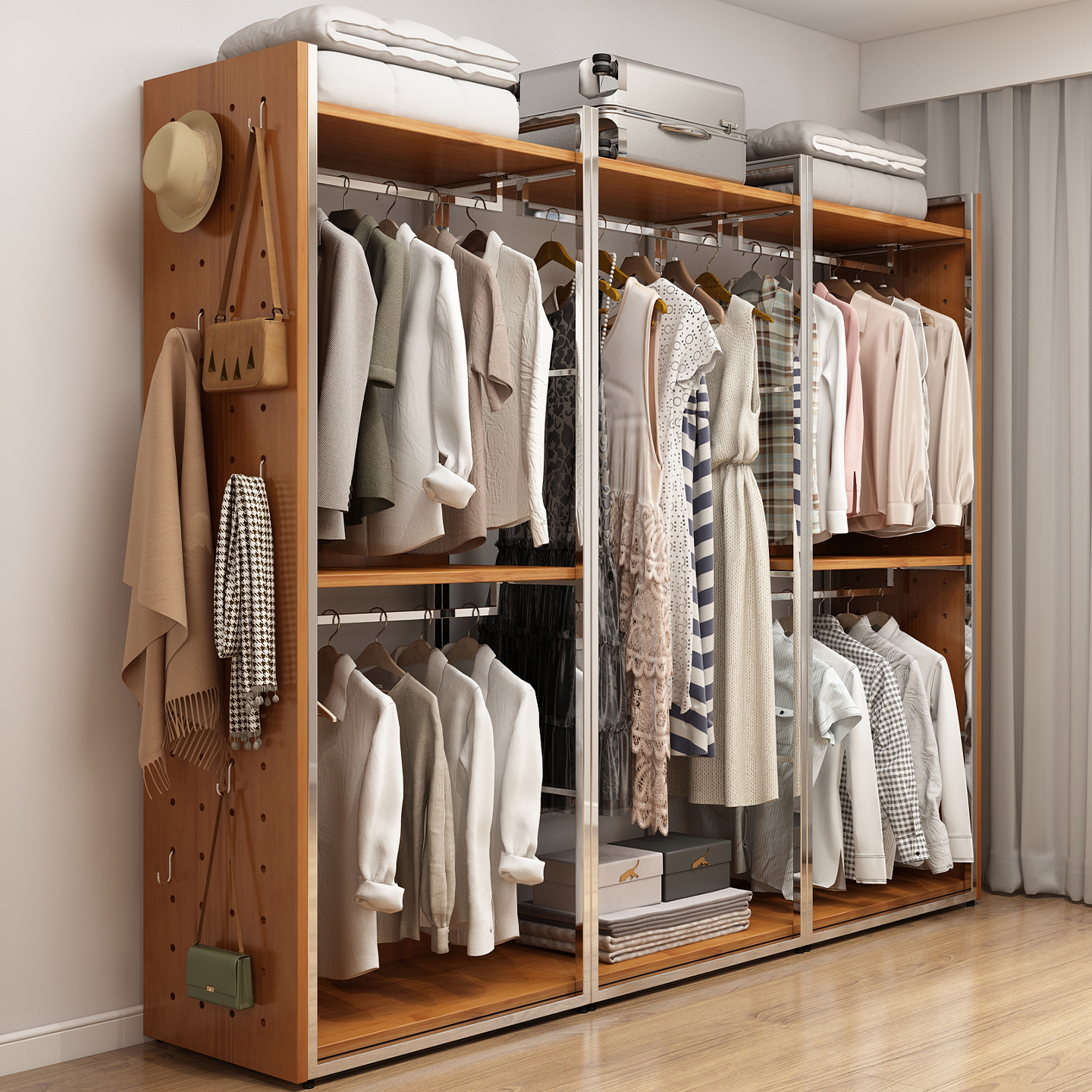 蓝顶家居置物架家具实木衣帽间