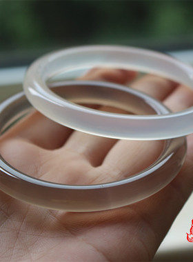 冲钻原色冰透玉髓起荧光玛瑙手镯