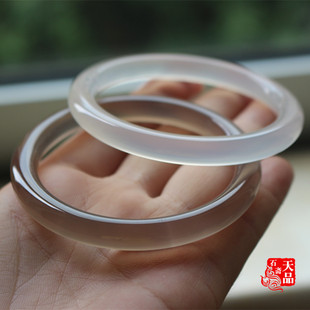 冲钻特价天然原色冰种冰透透润紫灰白冰玉髓玛瑙手镯起荧光53mm