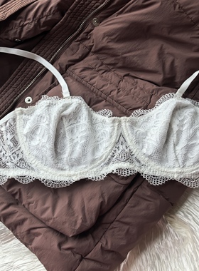 半杯75-85 欧美外贸超薄蕾丝性感法式水晶杯内衣女 大胸显小文胸