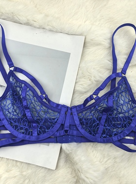 80AB 网纱透视 单层超薄杯大胸显小文胸 欧美外贸法式内衣