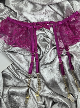 S（腰围62-74㎝）外贸网纱透视金属夹吊袜带