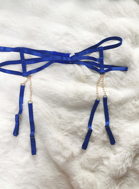 腰围76-92cm  简约链条吊袜带 外贸宝蓝色丝袜防滑袜夹