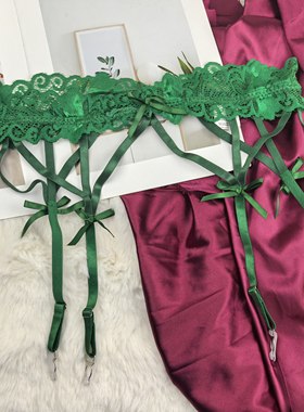 L 外贸蕾丝性感吊袜带 欧美镂空蝴蝶结防滑袜夹