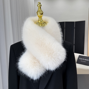 狐狸毛獭兔毛绒双面加厚围巾仿皮草女冬保暖韩版简约百搭气质围脖