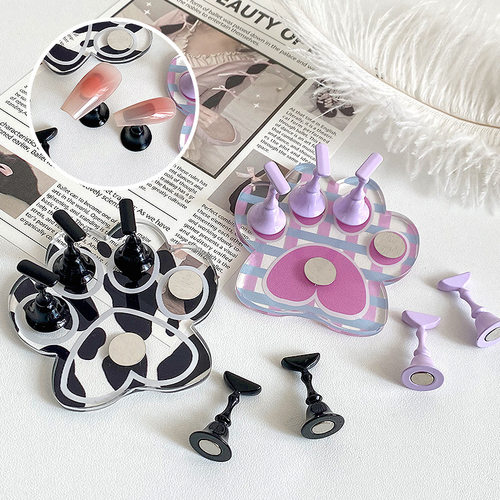 柏倩新款卡通猫爪练习底座甲托