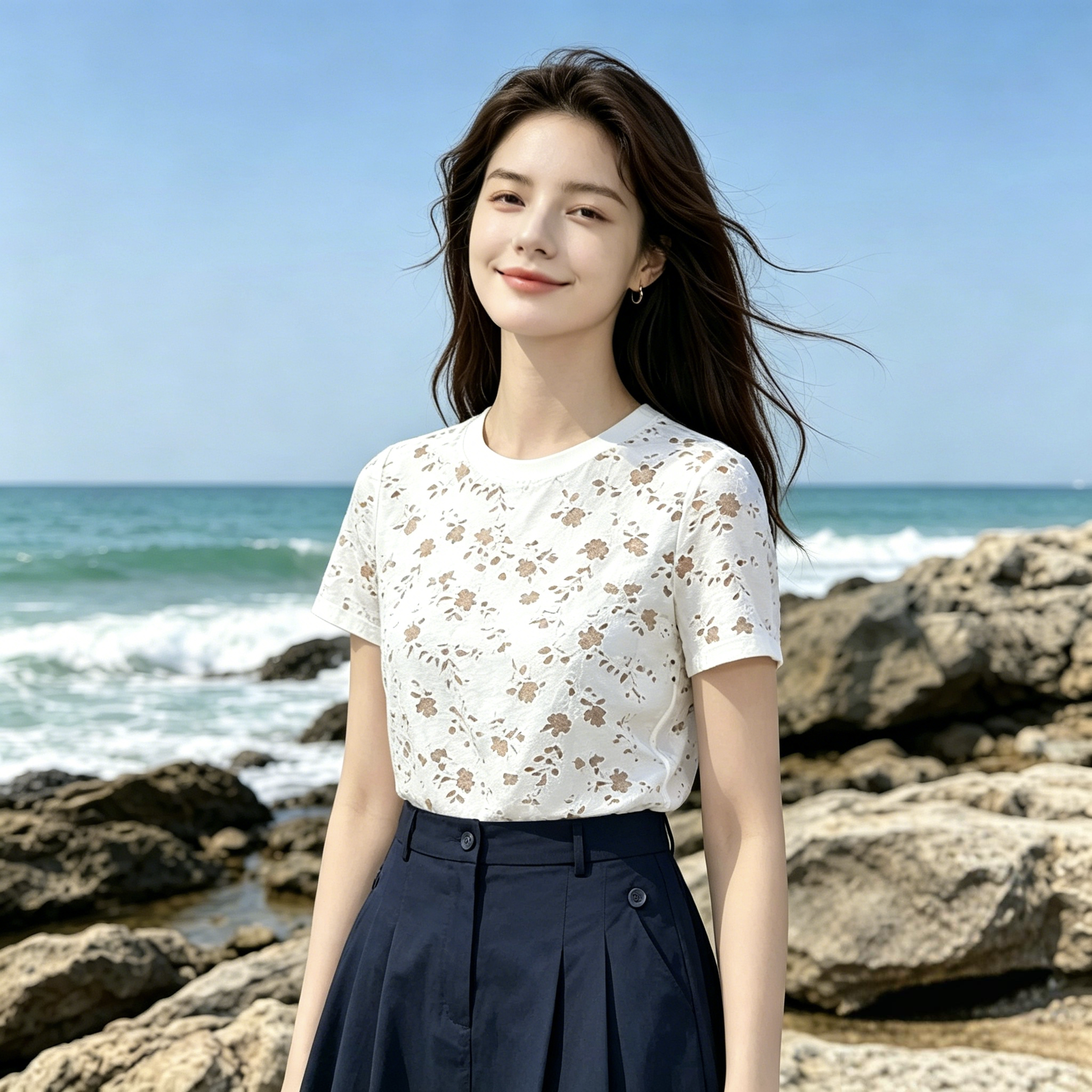 2026夏季新款时尚显瘦设计感短袖小衫女夏装镂空休闲百搭减龄上衣
