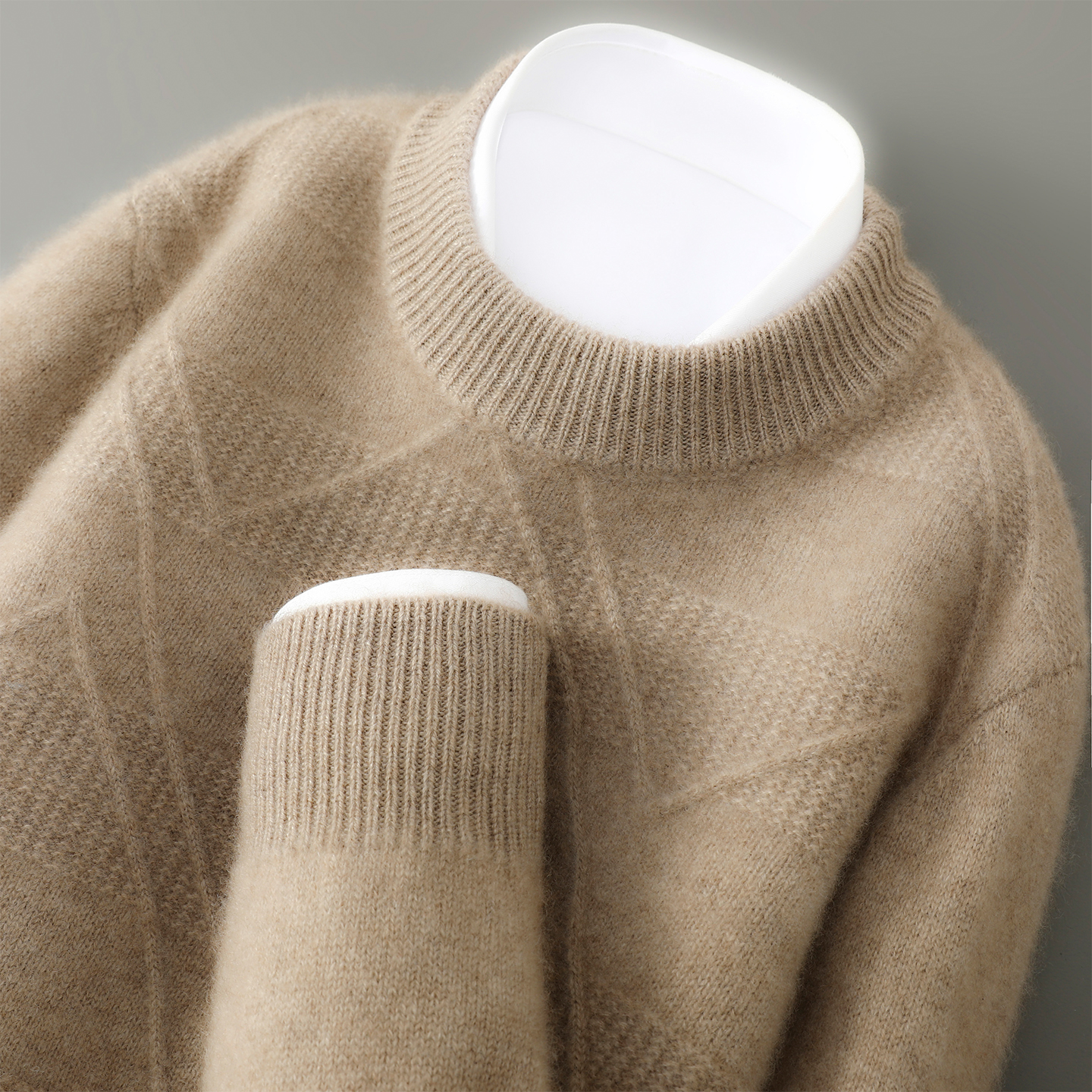 100%羊毛衫圆领男士套头加厚毛衣