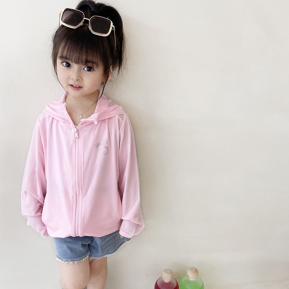 얼음 실크 어린이 태양 보호 의류 소년과 소녀를위한 여름 새로운 얇은 통기성 재킷 안티 UV  태양 보호 의류
