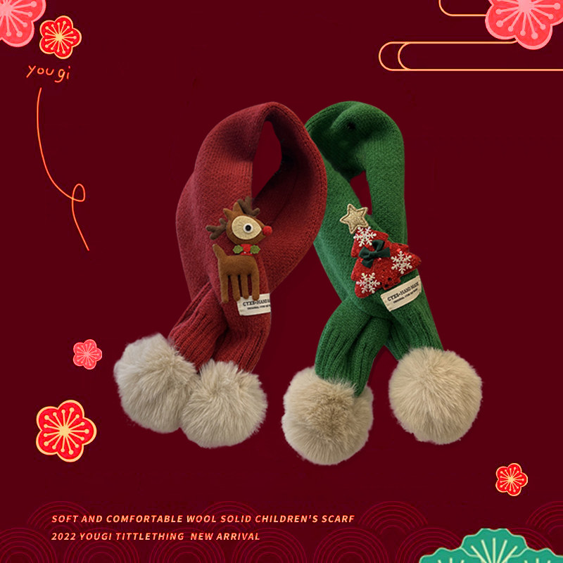红色交叉新年韩版冬季儿童围脖
