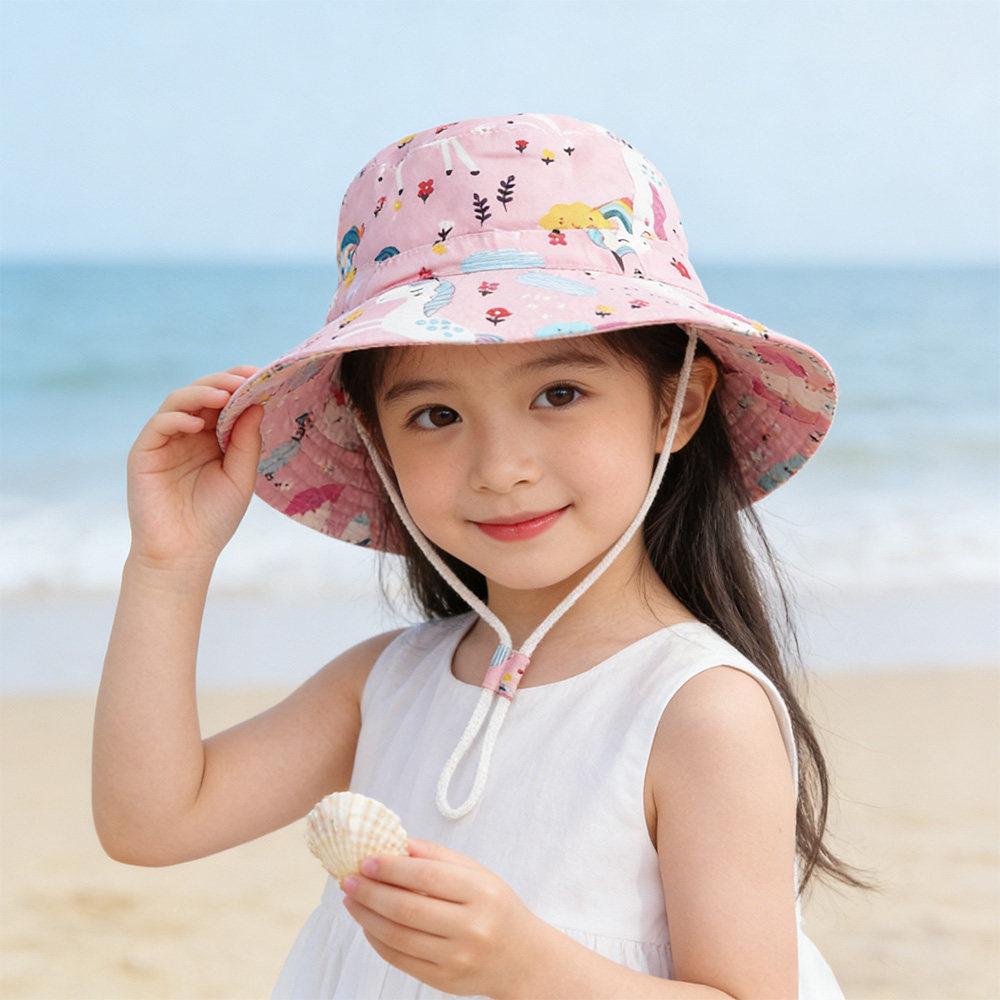儿童渔夫帽春夏卡通男童女童防晒帽子出游遮阳可爱宝宝大檐太阳帽