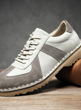 大码真皮马丁靴厚底男鞋低帮工装防滑rof德训鞋47复古46英伦皮鞋