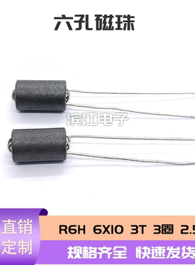 六孔磁珠电感 R6H 6X10 3T 3圈 2.5T  抗干扰磁珠 EMC 穿心磁珠