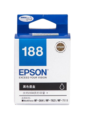 爱普生原装188黑色彩色WF-3641/7111/7621/7728/7218打印机墨盒