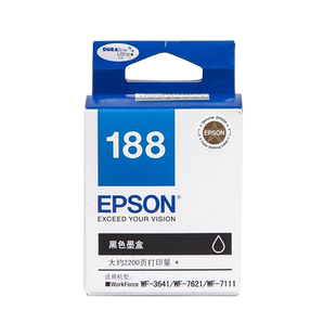 188黑色彩色WF 7728 3641 7621 7218打印机墨盒 7111 爱普生原装