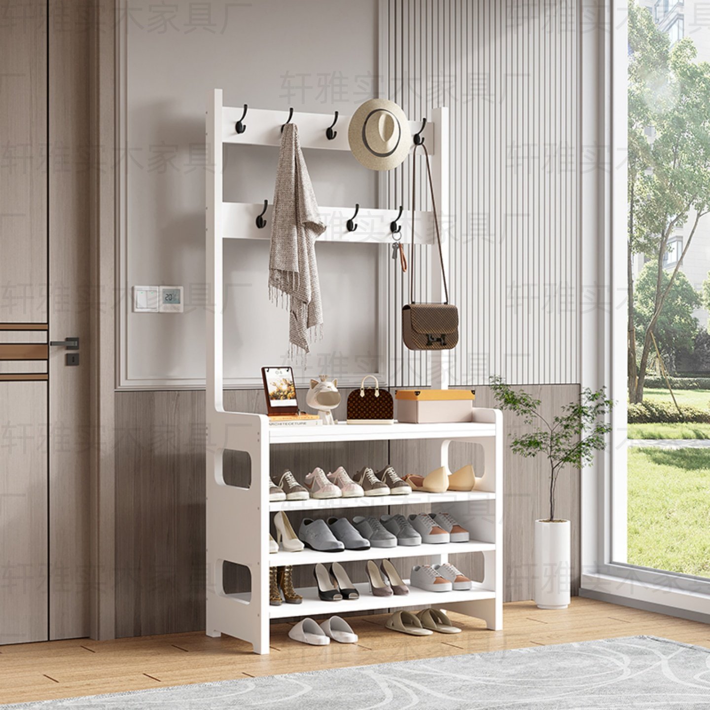 大尺寸实木衣帽架落地卧室挂衣服多层放鞋组合家用客厅门口挂包邮,住宅家具,衣帽架,淘宝优惠券,粉丝福利购,淘宝优惠卷