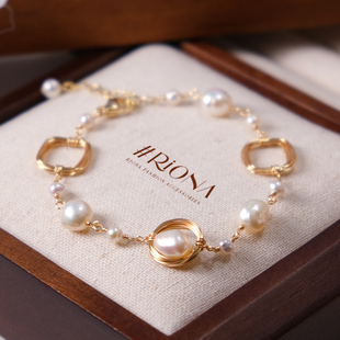 RioNa天然淡水巴洛克珍珠手链女 法式轻奢小众异形珍珠手饰送女友