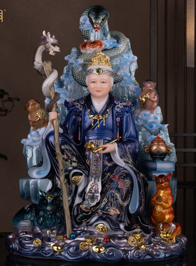 铁刹山汉白玉黑奶奶神像供奉摆件
