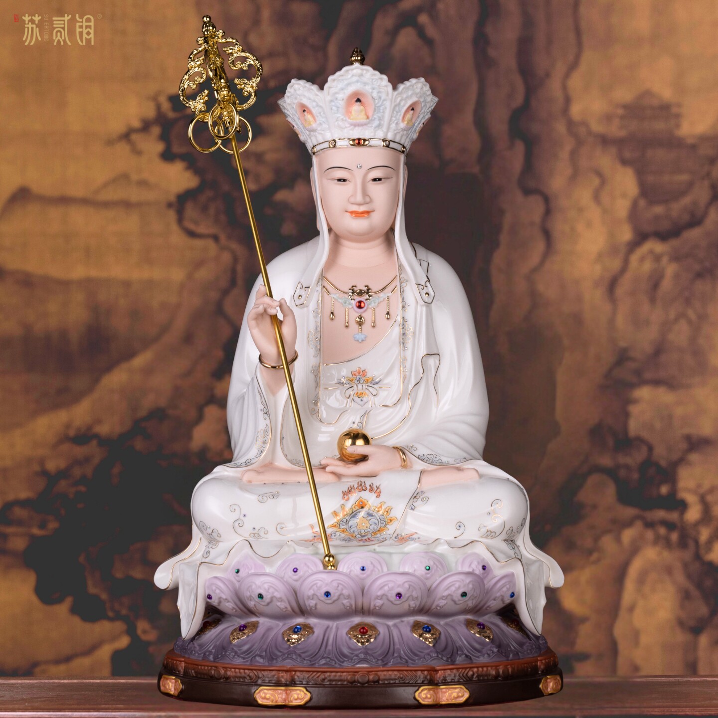 陶瓷九华山地藏王像大愿供奉摆件